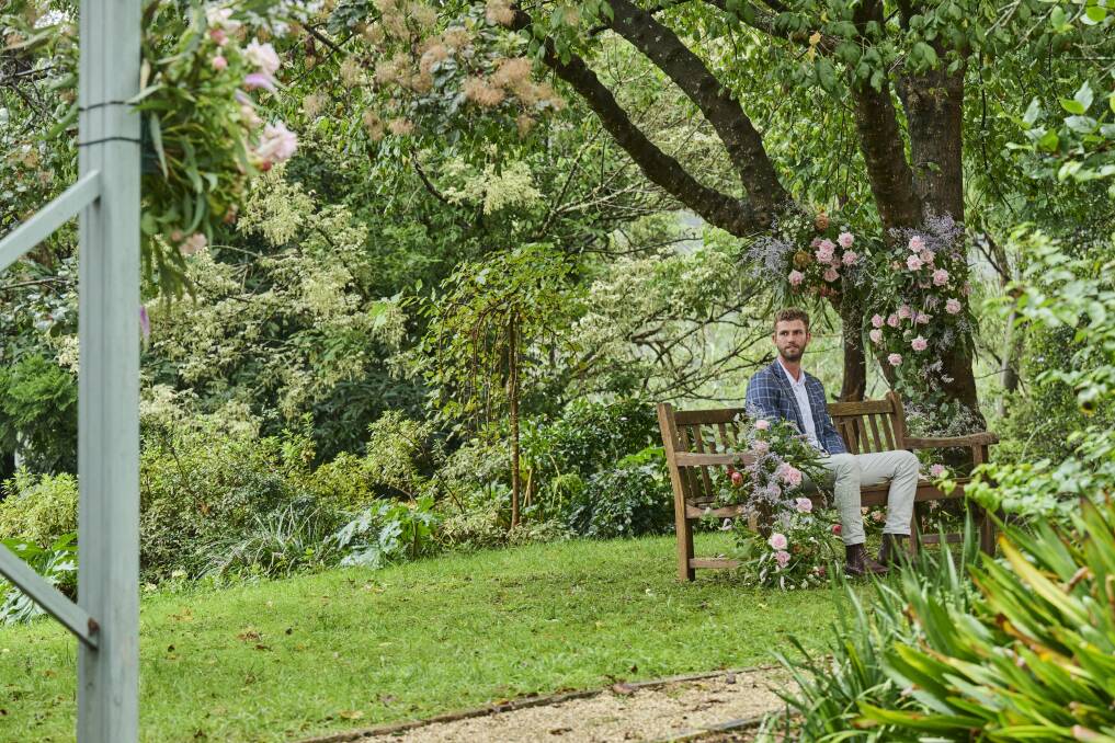 Surrounded by greenery and flowers, Farmer Harry goes over the lines in his head, awaiting the arrival of either Tess or Bronte. Picture supplied