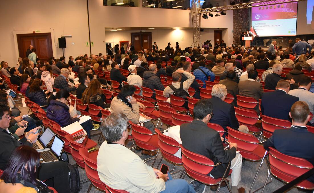 CROWD: Some 800 delegates from 50 nations attending the plenary session on the first day of the 10th World Potato Congress. 