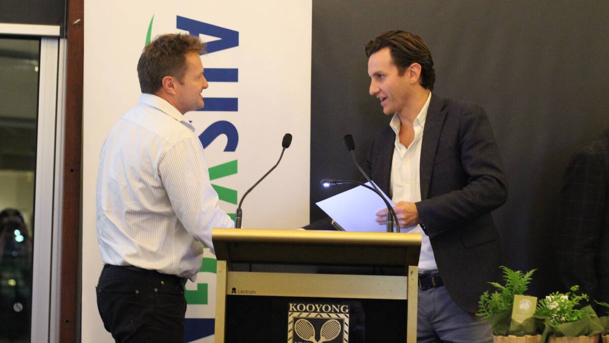 WINNERS: Jeremy Haw, Hussey & Co accepts the 2019 Grower of the Year Winner presented ward from award sponsor Wolfdene. This year's awards will take place on May 7.