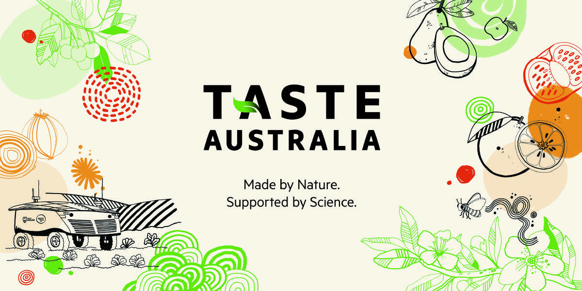 BRANDED: Some of the branding material for the Taste Australia campaign, incorporating both the appeal of nature and rigour of science to help entice foreign consumers.