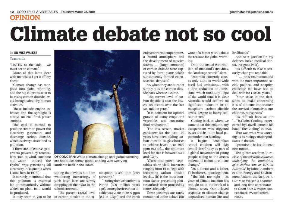 CHANGE: Climate change has been an ongoing topic of interest for Dr Walker throughout his columns, including this one from March 2019. 