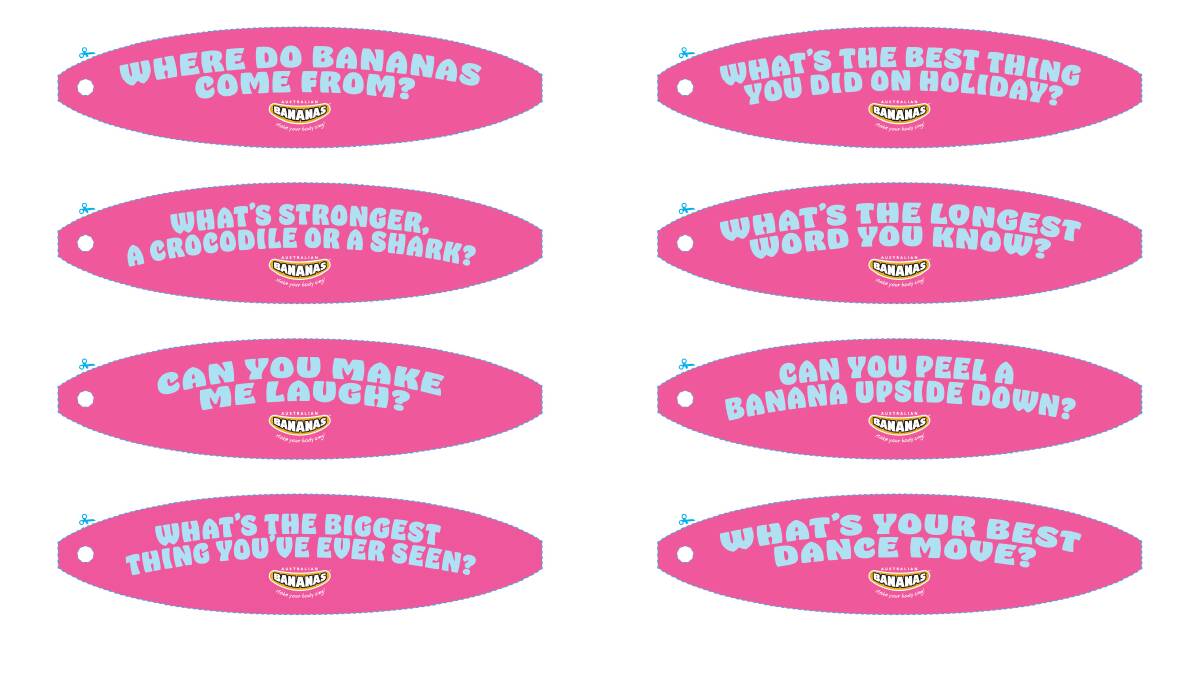 TALKING POINTS: Some of the conversation starter swing tags from the Australian Bananas website. Click on the image to download them. 