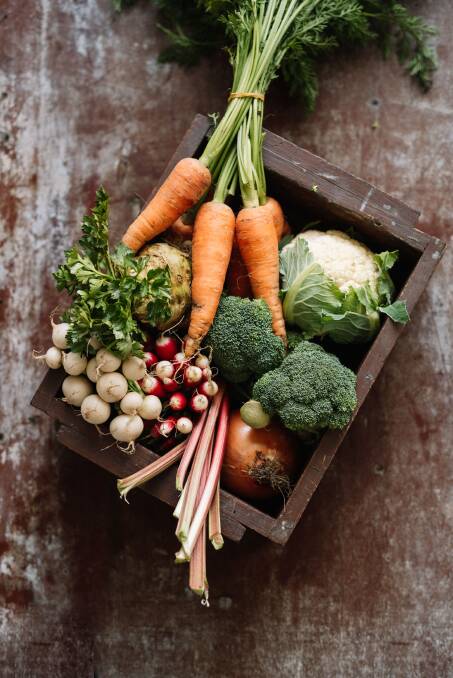 VARIETY: The vegetable box content changes each week based on what's in season at the Melbourne Food Hub's urban farm. 