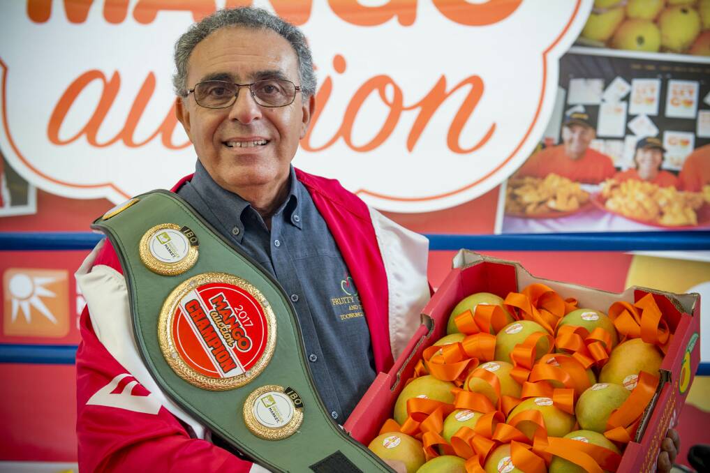TITLE HOLDER: Fruity Capers owner, Nuccio Camuglia, Toowong, Queensland was crowned the Mango King at the Brisbane Produce Market Charity Mango Auction after watching on for the past 15 years. 