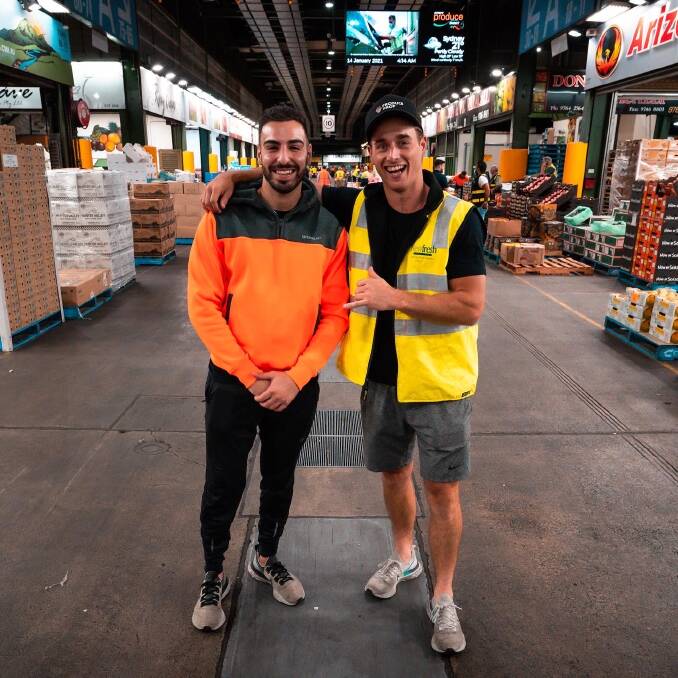 PARTNERS: The mates behind Produce Drop, Phill Lagudi and Jason McIlwaine, at the Sydney Markets, Homebush, NSW. 