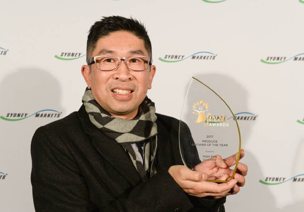 GOOD GROWER: Vegie King Produce's Garry Chung accepts the Produce Grower of the Year award at the Fresh Awards. The business was started by Garry's father, David, some 45 years ago. 