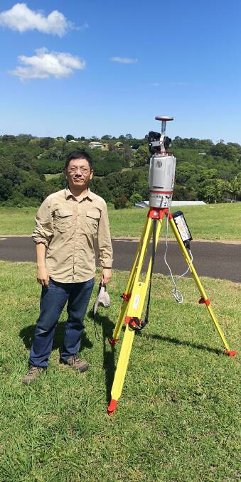 MAPPING: Digital twins project lead researcher Dr Liqi Han with new LiDAR scanning device from industry partner, Riegl Australia.