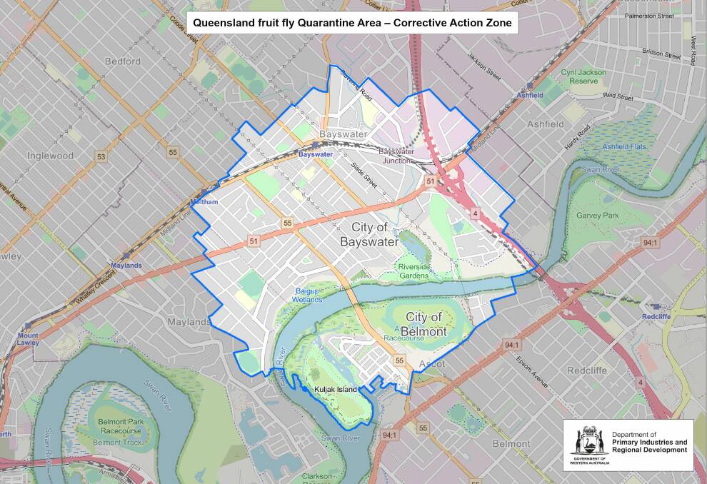 This map shows the corrective action zone for the cities of Bayswater and Belmont, WA. Picture supplied