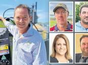Clockwise from left: Sam Turnbull, Flipscreen Australia, Tim Cochrane, Nowra dairy farmer, Vito Mancini, Red Belly Citrus, Griffith, Will Mitchell, Worksforyou Australia, and Belinda Tumbers, Global Rice. File picture