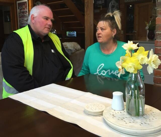 Upset: Distressed Feelin' Fruity owners Dean and Jo Bucknell, of Spreyton, talk about the closure of the business. Picture: Libby Bingham.