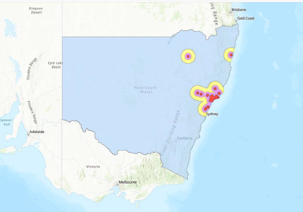 MAPPING: The lower Hunter Varroa mite outbreak is responsible for all other outbreaks, including Narrabri and latley Nana Glen near Coffs Harbour.