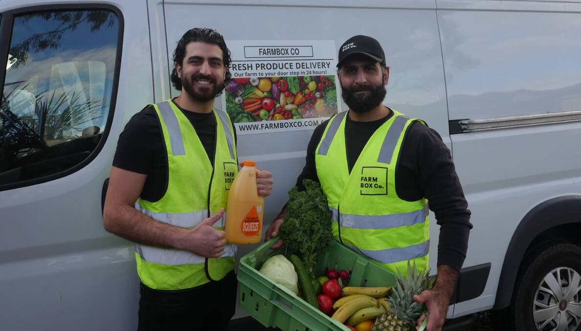 FRESH PRODUCE: Farmbox Co managers Basel Aridi and John Yousis started the business last year to help vulnerable people source their fruit and vegetables.