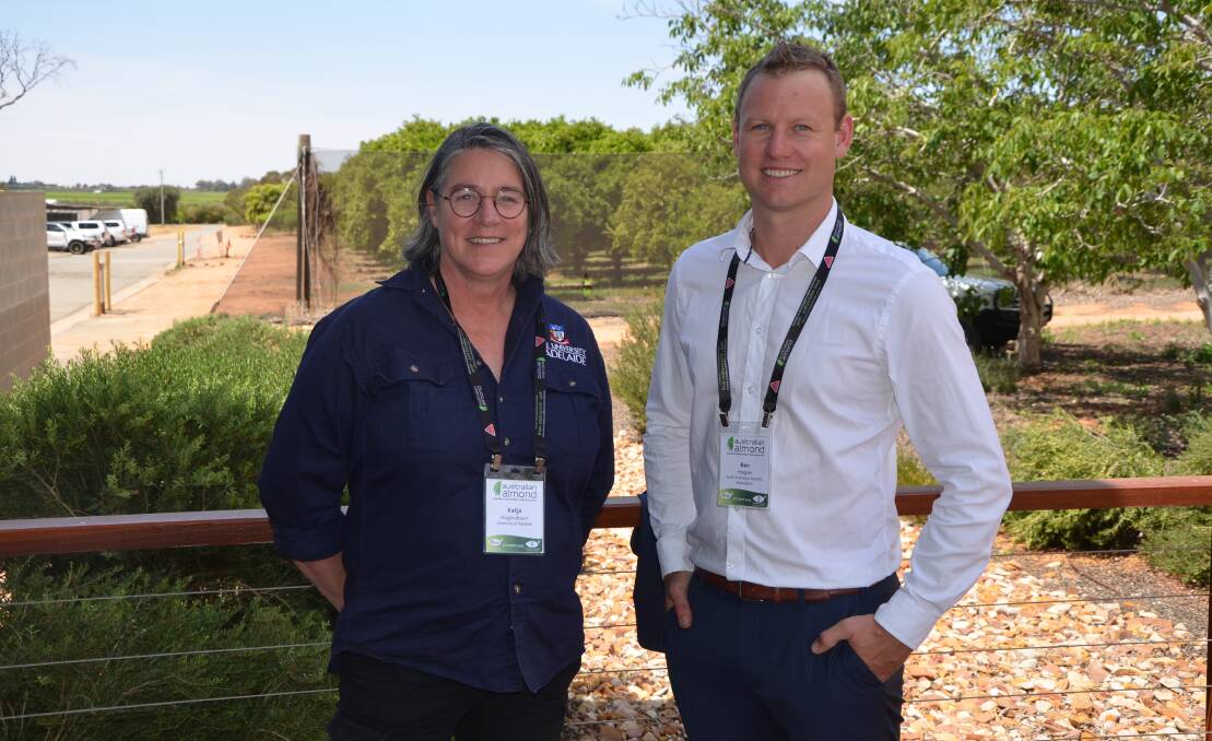 KNOW HOW: University of Adelaide's Katja Hogendoorn and SAAA president, Ben Hooper, spoke at the Australian Almonds forum, held in Loxton recently.