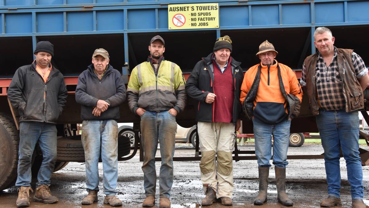 CONCERNED: Ballarat potato growers Matt Stephens, Frank Stephens, Chris Stephens, Kevin Maher, Kevin Stephens and Rob Lockhart say AusNet's project could have massive implications on their operations.