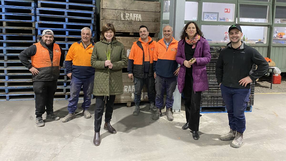 HELP: Agriculture Minister Mary-Anne Thomas with staff at Raffa Fields.