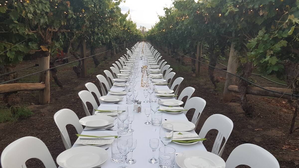 LONG: Guests gathered among the vines at Riversands Wines, St George, on Australia Day for the Tastes of Balonne long table event.