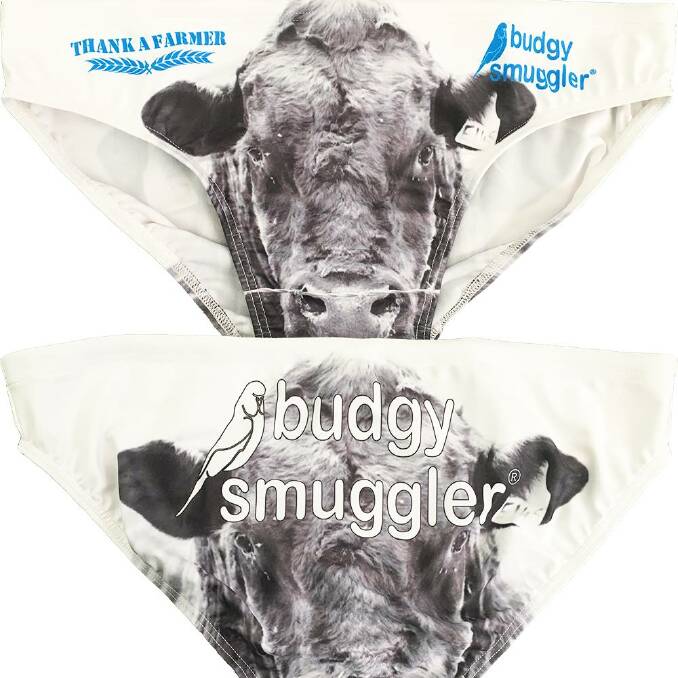 FITTING: A pair of the new Budgy Smuggler apparel supporting farmers.
