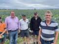IN THE PIPELINE: Lockyer Valley growers Mitch Brimblecombe, Troy Qualifchefski, Tim Linnan and Gordon Van der Est with Federal Member for Wright, Scott Buchholz (second from left).